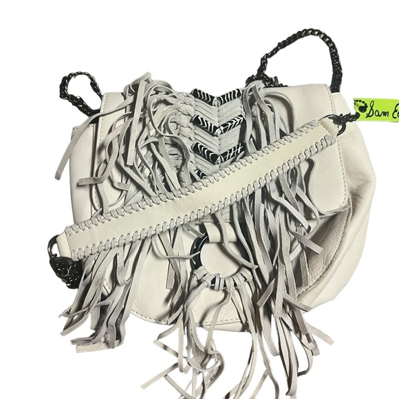 ✅Sam Edelman Donna Crossbody White Leather Tassle Purse Bag - Picture 6 of 9